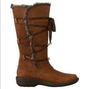 Clarks Avington Hayes Lace Up Boot, Size 10W, Tan, Fur, New